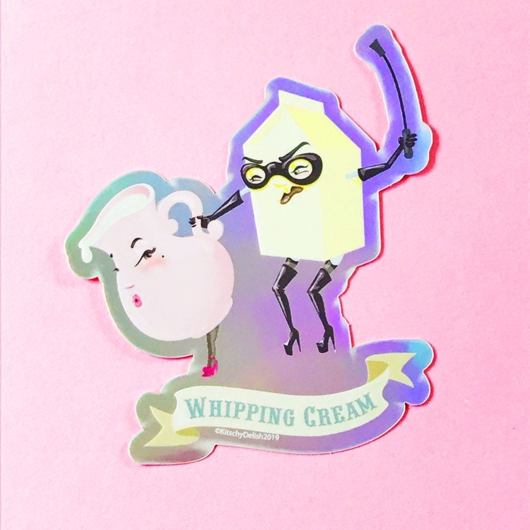 Whipping Cream Holographic Vinyl Sticker, 3" wide