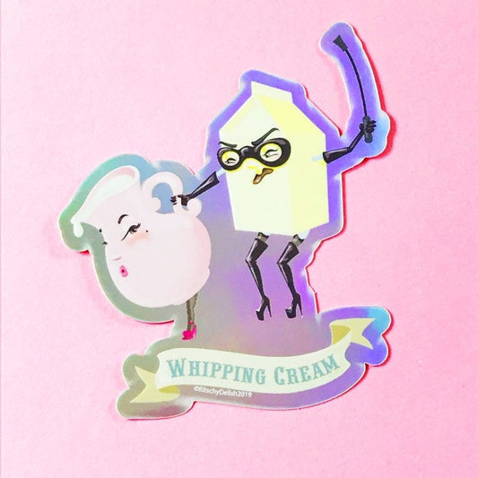 Whipping Cream Holographic Vinyl Sticker, 3" wide