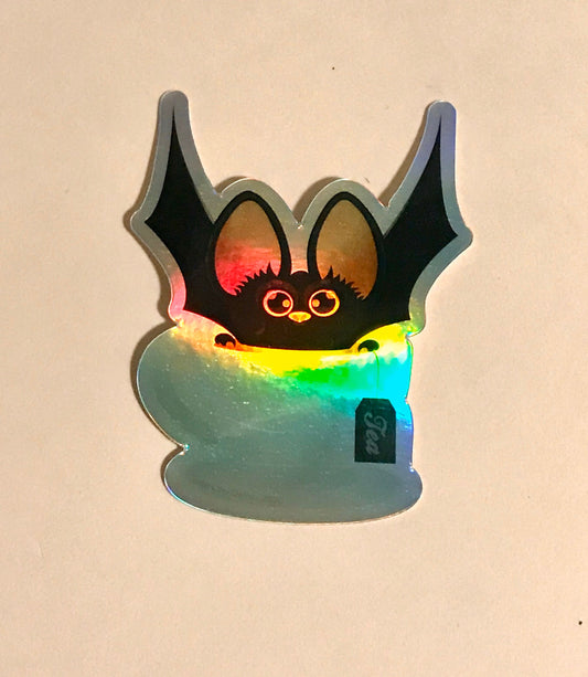 Bat Tea holographic sticker