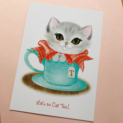 Let’s be CatTea, Regular Print, Quirky Kitchen Art, Kitschy Home Decor, Gallery Wall Art