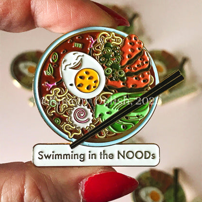 Swimming in the NOODs, soft enamel pin!