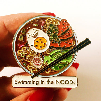 Swimming in the NOODs, soft enamel pin!