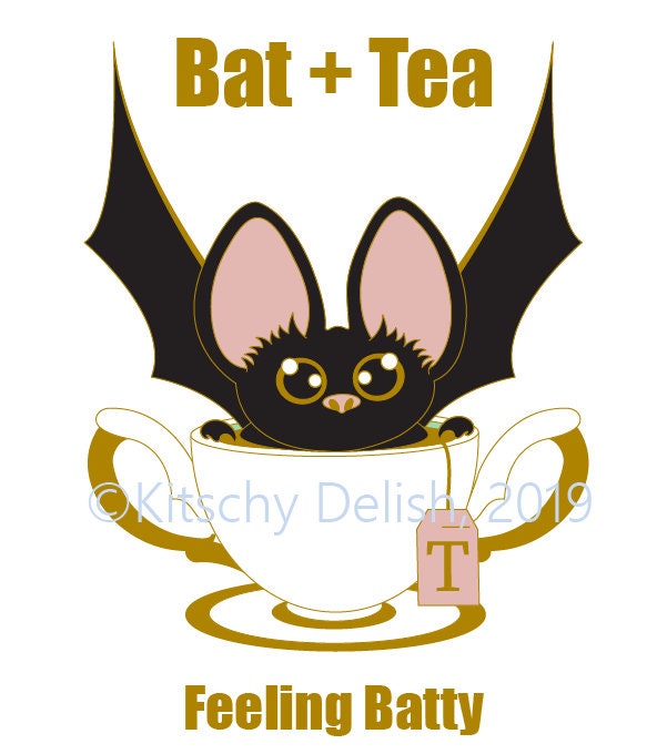 Bat + Tea soft enamel pin!