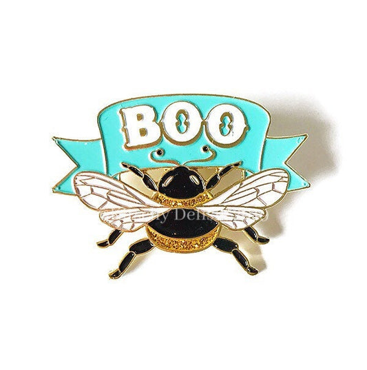 Boo Bee soft enamel pin with glitter highlights!