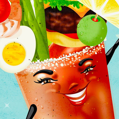 Fully Stalked! Digital Print on Cardstock, Bloody Mary Art, Home Bar Illustration, Foodie Art