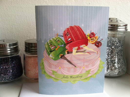 Jello Wrestling Blank Greeting card