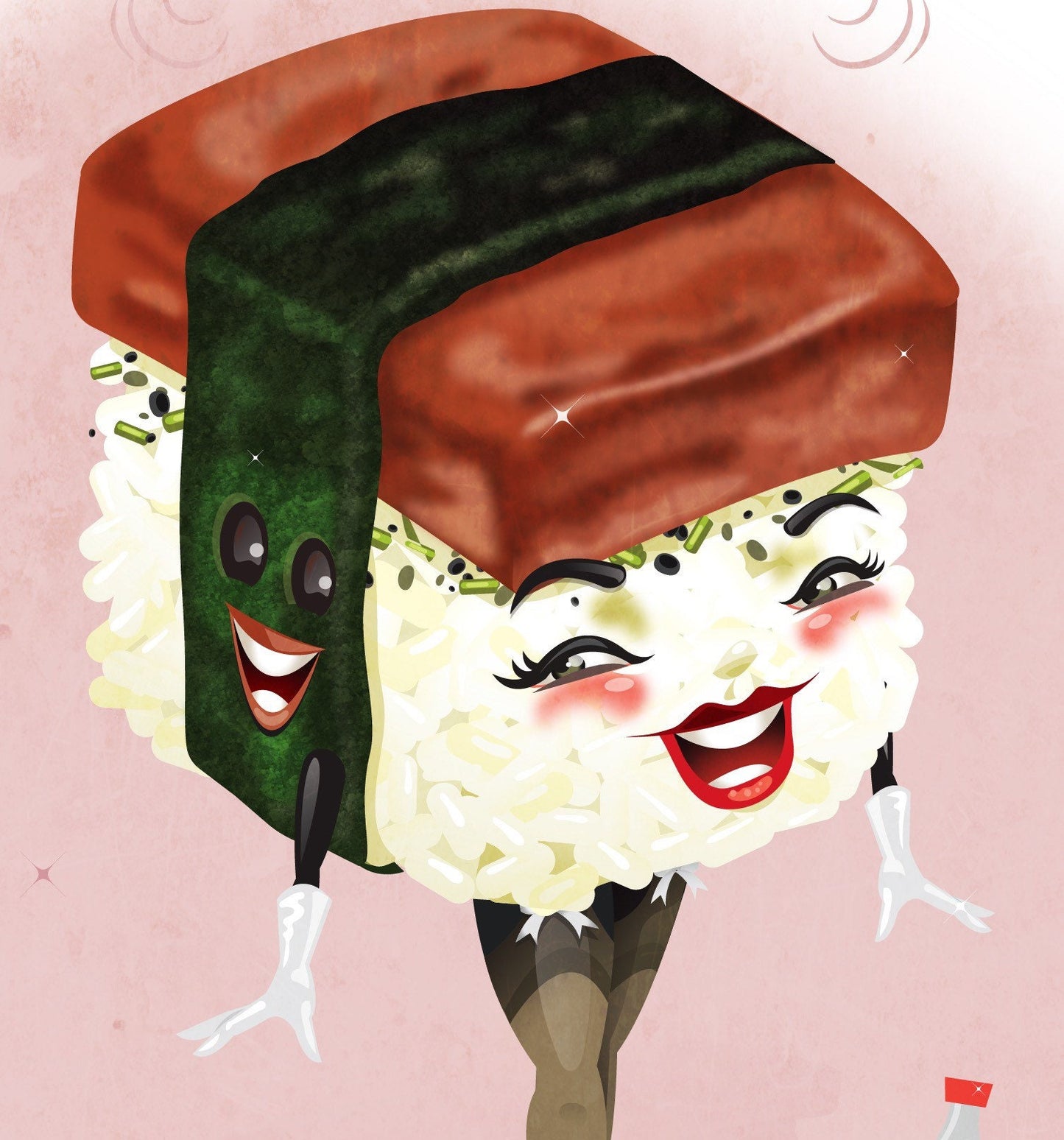 Thanks for Holding me Together Digital Print, Sushi Illustration, Quirky Foodie Art