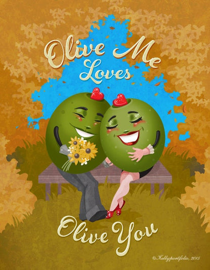 Olive Me Loves Olive You, Blank Greeting Card