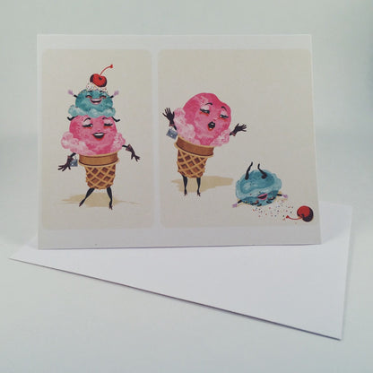Ice Cream Tragedy greeting card